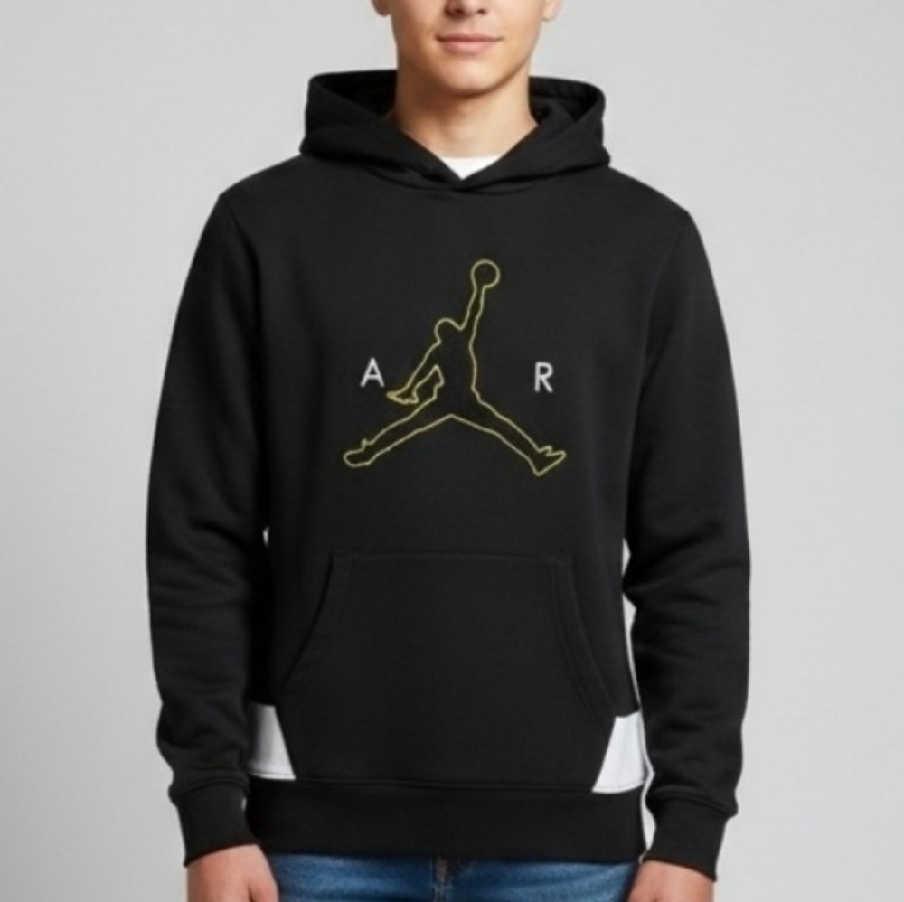 Jordan Black Hoodie with Gold Logo Size XL (Boy)✨